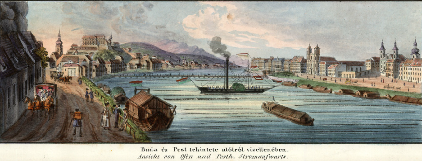 Pontoon Bridge in Buda-Pest cca. 1837